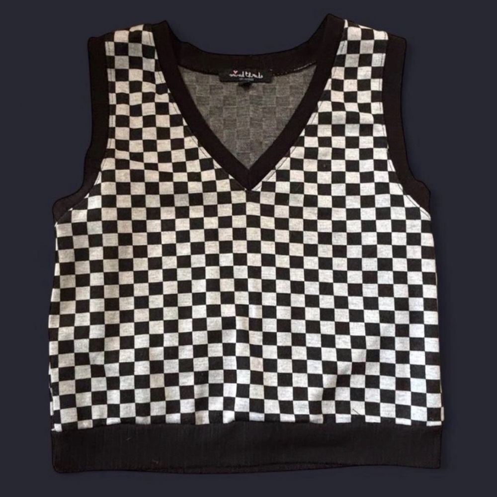 Black and White Checkered Women's Vest mixed threads